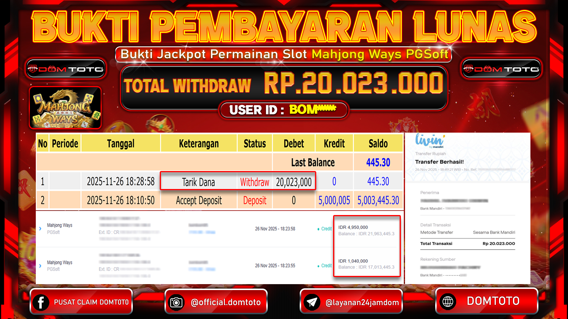 JACKPOT Mahjong Ways PGSoft 26  NOVEMBER 2025